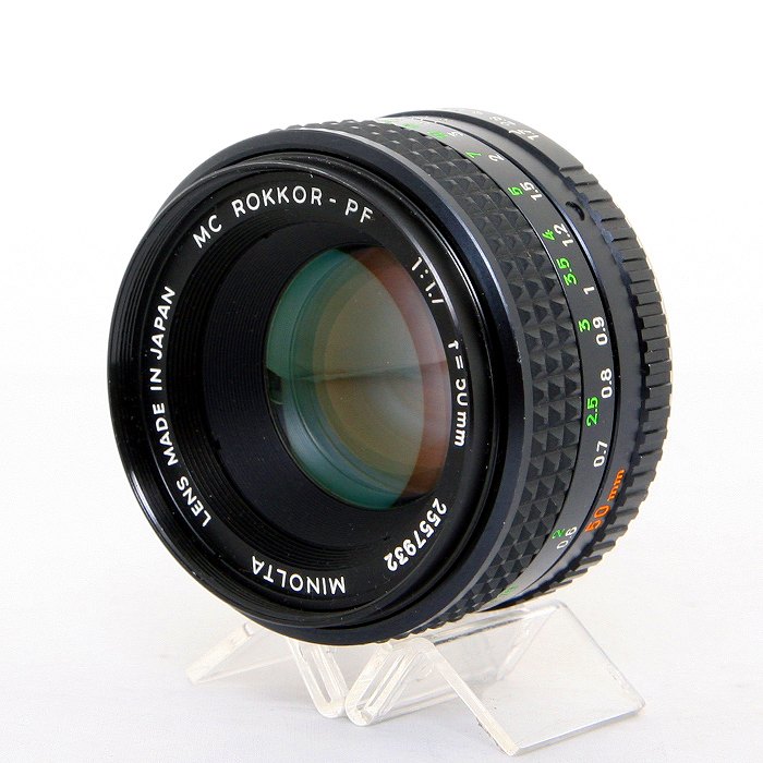 ＊整備済 完動品 ミノルタ MC ROKKOR-PF 50mm f/1.7 銘玉 落下によりレンズ先端部（フィルター枠）にゆがみのあるジャンク