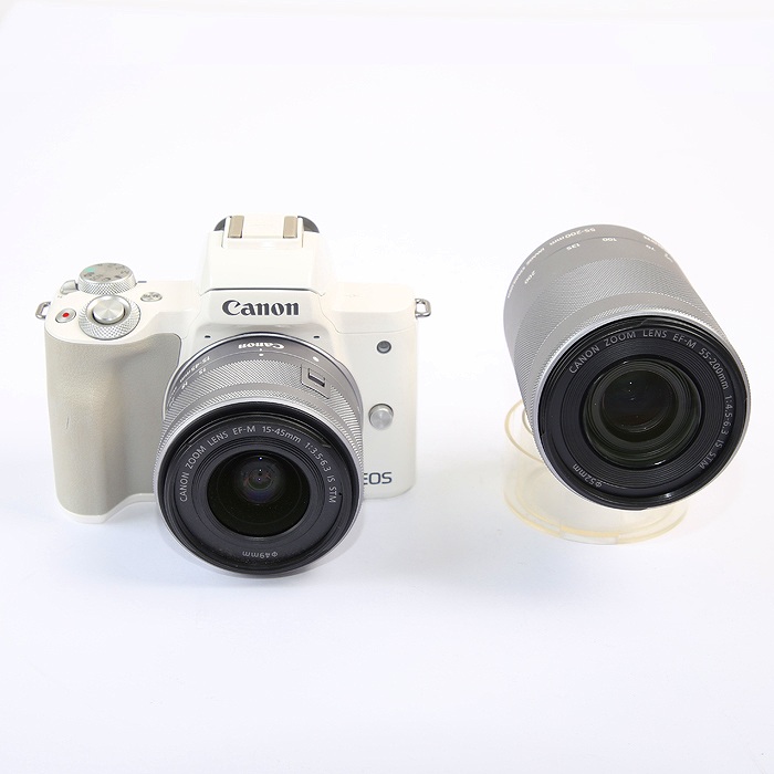 中古】(キヤノン) Canon EOS KISS M ダブルズームキツト ホワイト